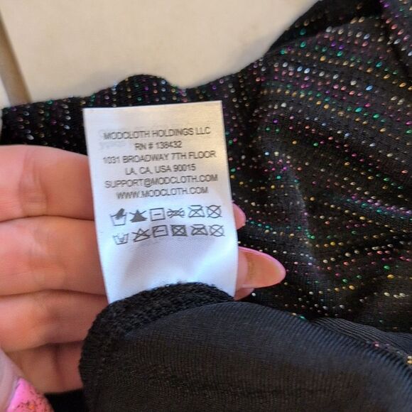 NWT ModCloth Layered In Luminosity black balloon long sleeve blouse metallic XS - Picture 7 of 10